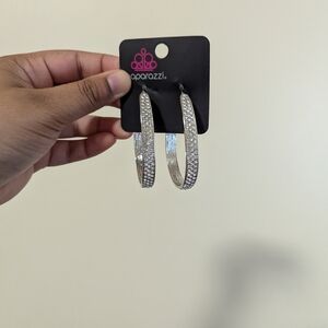 Paparazzi Glittering Silver Hoop Earrings